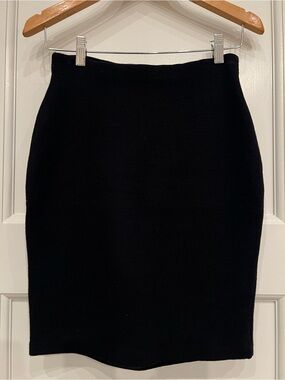 Adrienne Vittadini Black Wool Pencil Skirt